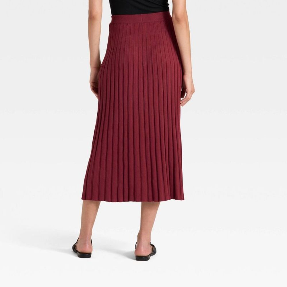 Women's Ribbed Mini Sweater Skirt - A New Day Maroon XL - Picture 2 of 3